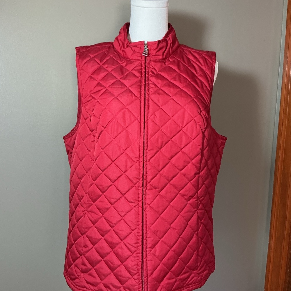 Basic Editions Flannel Lined Quilted Crimson Vest - image 2